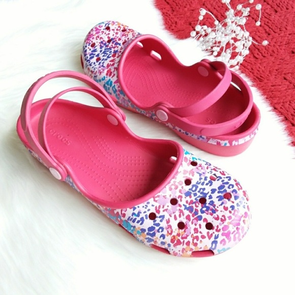 CROCS Shoes - New CROCS Maryjane Crocs Slides 5 Splatter Print